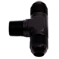 Aeroflow Tee -20AN With 1-1/4"Npt On Side Black An Tee With NPT On AF825-20BLK