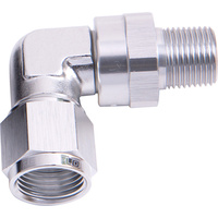 Aeroflow 90 Deg 1/2" NPT To -12AN Silver Female Swivel Nut AF923-12-08S