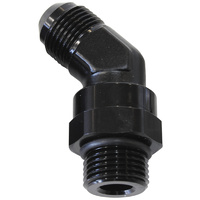 Aeroflow Male -10 Orb 45 To -8AN Male Black Full Swivel AF945-08-10BLK