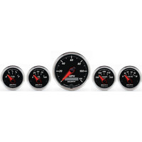 Auto Meter Gauge Kit Speedometer Designer Black II 3 3/8 in. & 2 1/16 in. Electrical Set of 5 AMT-1201