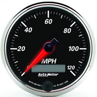 Auto Meter Gauge Designer Black II Speedometer 3 3/8 in. 120mph Electric Programmable w/ LCD Odometer Each AMT-1286