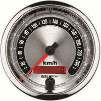 Auto Meter Gauge American Muscle Speedometer 3 3/8 in. 260km/h Electric Programmable Each AMT-1288M