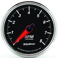 Auto Meter Gauge Designer Black II Tachometer 3 3/8 in. 0-8K RPM In-Dash Analog Each AMT-1296