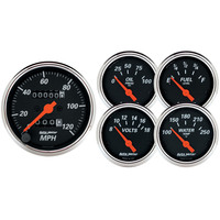 Auto Meter Gauge Kit Speedometer Designer Black 3 1/8 in. & 2 1/16 in. Mechanical Analog Set of 5 AMT-1420