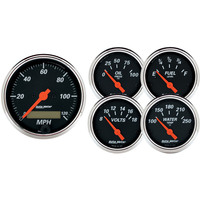 Auto Meter Gauge Kit Speedometer Designer Black 3 1/8 in. & 2 1/16 in. Electrical Set of 5 AMT-1421