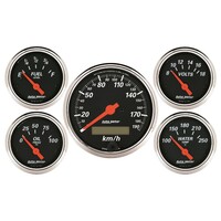 Auto Meter Gauge Kit Speedometer Designer Black 3 1/8 in. & 2 1/16 in. Electrical KM/H Set of 5 AMT-1421M