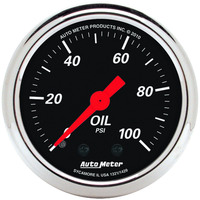 Auto Meter Gauge Designer Black Oil Pressure 2 1/16 in. 100psi Mechanical Analog Each AMT-1429