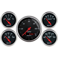 Auto Meter Gauge Kit Speedometer Designer Black 3 3/8 in. & 2 1/16 in. GPS Analog Set of 5 AMT-1450