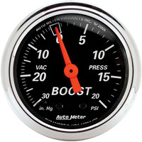 Auto Meter Gauge Designer Black Vacuum/Boost 2 1/16 in. 30 in. Hg/20psi Mechanical Analog Each AMT-1471