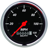 Auto Meter Gauge Designer Black Speedometer 3 3/8 in. 120mph Electric Programmable w/ Wheel Odemeter Analog Each AMT-1479