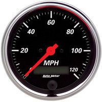 Auto Meter Gauge Designer Black Speedometer 3 3/8 in. 120mph Electric Programmable w/ LCD Odometer Each AMT-1480