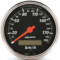 Auto Meter Gauge Designer Black Speedometer 3 1/8 in. 190km/h Electric Programmable w/ LCD Odometer Each AMT-1487M