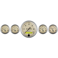 Auto Meter Gauge Kit Speedometer Antique Beige 3 1/8 in. & 2 1/16 in. Electrical Analog Set of 5 AMT-1809