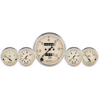 Auto Meter Gauge Kit Speedometer Antique Beige 3 1/8 in. & 2 1/16 in. Mechanical Water Temp. & Oil Pressure Set of 5 AMT-1811