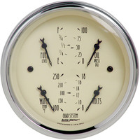 Auto Meter Gauge Antique Beige Quad Fuel Level Volts Oil Pressure Water Temperature 3 3/8 in. 240-33 Ohms Electrical Each AMT-1812