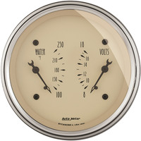 Auto Meter Gauge Antique Beige Dual WTMP & VOLT 3 3/8 in. 250 Degrees F & 18V Electrical Each AMT-1830