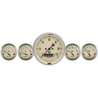 Auto Meter Gauge Kit Speedometer Antique Beige 3 3/8 in. & 2 1/16 in. Electrical Analog Set of 5 AMT-1840