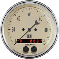 Auto Meter Gauge Antique Beige Speedometer 3 3/8 in. 120mph GPS Analog Each AMT-1849