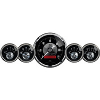 Auto Meter Gauge Kit Prestige Speedometer 3 3/8 in. & 2 1/16 in. Electrical W/LCD Odometer Black Diamond Analog Set of 5 AMT-2001