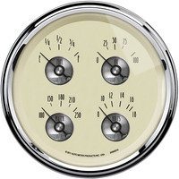 Auto Meter Gauge Prestige Quad Fuel Level Volts Oil Pressure Water Temperature 5 in. 0-90 Ohms Electrical Antique Ivory Each AMT-2009