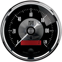 Auto Meter Gauge Prestige Speedometer 3 3/8 in. 120mph Electric Programmable W/LCD Odometer Black Diamond Analog Each AMT-2086