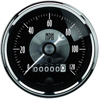 Auto Meter Gauge Prestige Speedometer 3 3/8 in. 120mph Electric Programmable W/Wheel Odemeter Black Diamond Analog Each AMT-2088