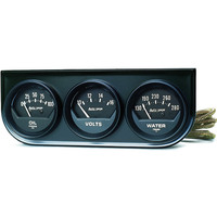 Auto Meter Gauge Console Autogage Oil Pressure/Water Temp./Volt 2 in. 100psi/280 Degrees F/16V Black Dial Black Bezel Kit AMT-2348