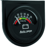 Auto Meter Gauge Console Autogage Voltmeter 1.5 in. 18V Black Dial Black Bezel Each AMT-2356