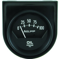 Auto Meter Gauge Console Autogage Oil Pressure 2 in. 100psi Mechanical Short Sweep Black Each AMT-2360