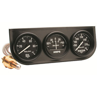 Auto Meter Gauge Console Autogage Oil Pressure/Water Temp./Amp 2 in. 100psi/280 Degrees F/60A Black Dial Black Bezel Kit AMT-2393