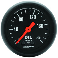 Auto Meter Gauge Z-Series Oil Pressure 2 1/16 in. 200psi Mechanical Analog Each AMT-2605