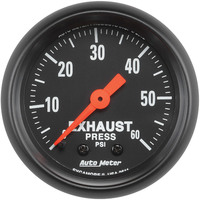 Auto Meter Gauge Z-Series Exhaust Pressure 2 1/16 in. 60psi Mechanical Each AMT-2611