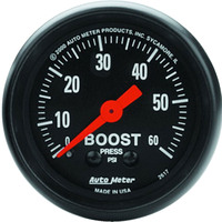 Auto Meter Gauge Z-Series Boost 2 1/16 in. 60psi Mechanical Analog Each AMT-2617