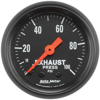 Auto Meter Gauge Z-Series Exhaust Pressure 2 1/16 in. 100psi Mechanical Each AMT-2619