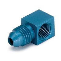 Auto Meter FITTING ADAPTER 90 Degrees 1/8 in. NPTF FEMALE to -4AN MALE Aluminium Blue ANODIZED AMT-3278