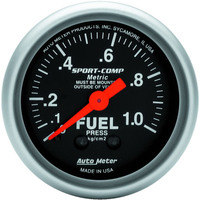 Auto Meter Gauge Sport-Comp Fuel Pressure 2 1/16 in. 1.0KG/CM2 Mechanical Each AMT-3311J