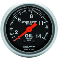 Auto Meter Gauge Sport-Comp Oil Pressure 2 1/16 in. 14KG/CM2 Mechanical Each AMT-3322J