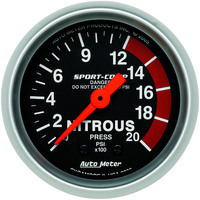 Auto Meter Gauge Sport-Comp Nitrous Pressure 2 1/16 in. 2000psi Mechanical Analog Each AMT-3328