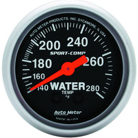 Auto Meter Gauge Sport-Comp Water Temperature 2 1/16 in. 140-280 Degrees F Mechanical Analog Each AMT-3331