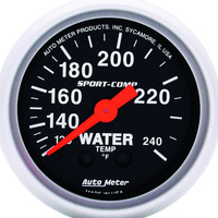 Auto Meter Gauge Sport-Comp Water Temperature 2 1/16 in. 120-240 Degrees F Mechanical Each AMT-3332