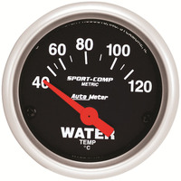 Auto Meter Gauge Sport-Comp Water Temperature 2 1/16 in. 40-120 Degrees C Electrical Each AMT-3337M