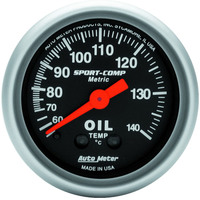 Auto Meter Gauge Sport-Comp Oil Temperature 2 1/16 in. 60-140 Degrees C Mechanical Each AMT-3341M