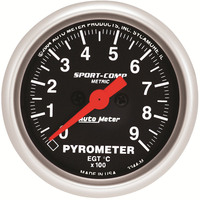 Auto Meter Gauge Sport-Comp Pyrometer (EGT) 2 1/16 in. 900 Degrees C Digital Stepper Motor Each AMT-3344M