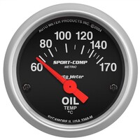 Auto Meter Gauge Sport-Comp Oil Temperature 2 1/16 in. 60-170 Degrees F Electrical Analog Each AMT-3348-M