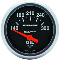 Auto Meter Gauge Sport-Comp Oil Temperature 2 1/16 in. 140-300 Degrees F Electrical Analog Each AMT-3348