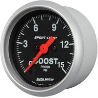 Auto Meter Gauge Sport-Comp Boost 2 1/16 in. 15psi Digital Stepper Motor Digital Each AMT-3350