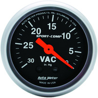 Auto Meter Gauge Sport-Comp Vacuum 2 1/16 in. 30 in. Hg Mechanical Analog Each AMT-3384