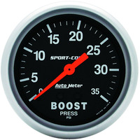 Auto Meter Gauge Sport-Comp Boost 2 5/8 in. 35psi Mechanical Analog Each AMT-3404