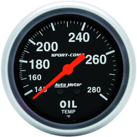 Auto Meter Gauge Sport-Comp Oil Temperature 2 5/8 in. 140-280 Degrees F Mechanical Analog Each AMT-3441