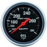 Auto Meter Gauge Sport-Comp Oil Temperature 2 5/8 in. 140-280 Degrees F Mechanical 12 ft. Analog Each AMT-3443